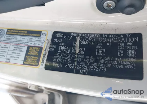 2013 Kia Soul + z USA, uszkodzony, nr VIN KNDJT2A6XD7572779